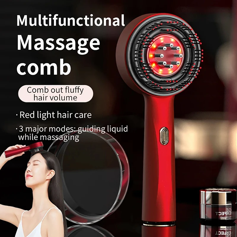 Hair Care For Hair Loss - Elektrischer Vibrations-Massagekamm Haarpflegebürste Kopfhaut-Öl-Applikator Rotlichttherapie Haarfollikel-Wachstumskamm