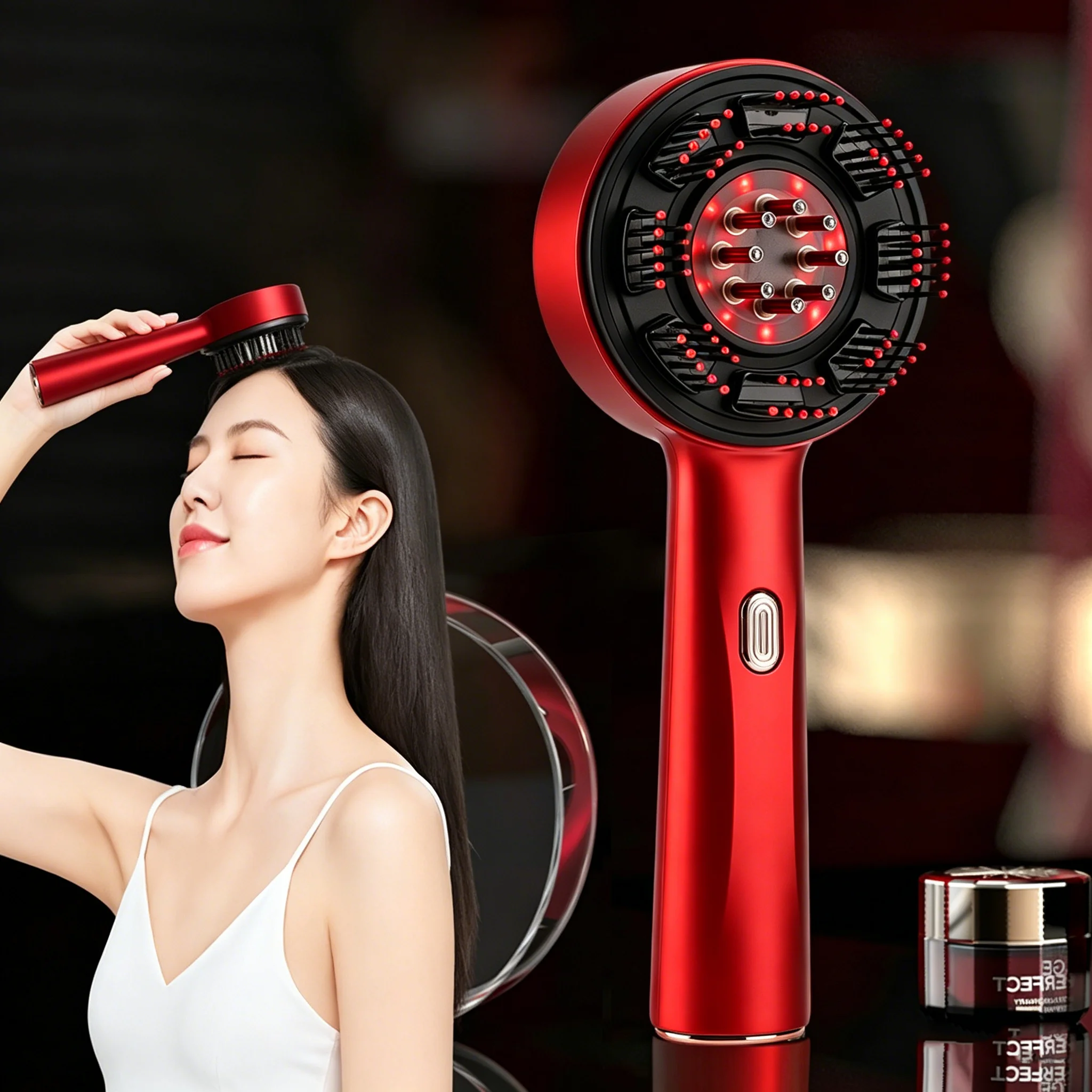 Hair Care For Hair Loss - Elektrischer Massagekamm Tragbarer Haarfollikel-Kamm Kopfhaut-Öl-Applikator Vibrations-Kopfmassagegerät